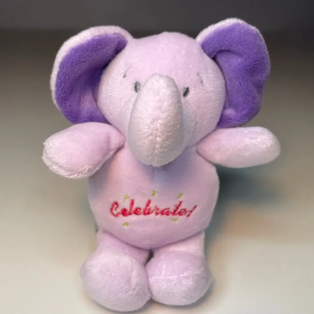 Vintage 2003 Kids II Purple Elephant Plush 5” Mini Small Stuffed Toy Celebrate